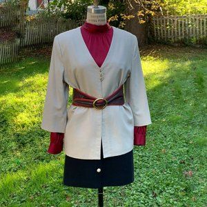 Angela Mark Cream Raw Silk Jacket & Matching Pants